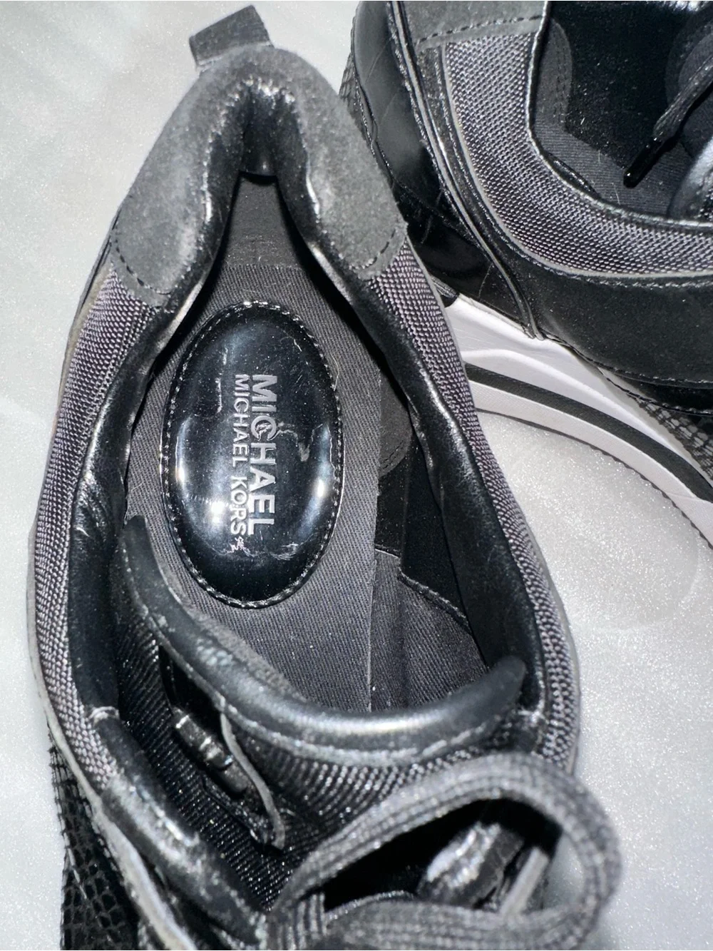 Michael Kors Black Textured Low-Top Sneakers